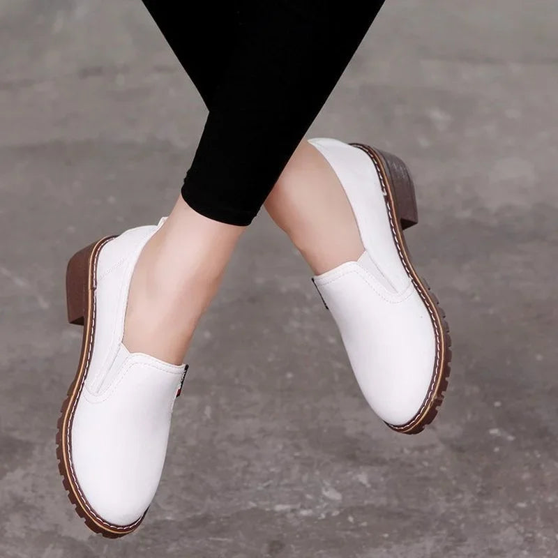 Comemore Women Flat Oxford Shoes Soft Leather Sneakers Low Medium Heeels Pumps Slip on Loafers Summer Footwear for Woman Zapatos - Fashioinista