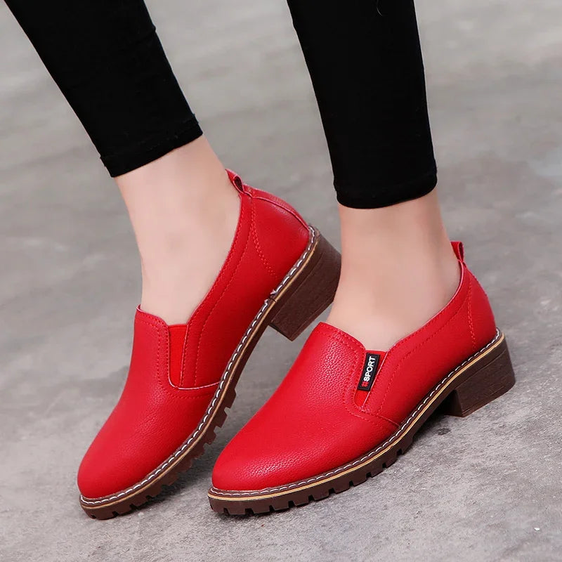 Comemore Women Flat Oxford Shoes Soft Leather Sneakers Low Medium Heeels Pumps Slip on Loafers Summer Footwear for Woman Zapatos - Fashioinista