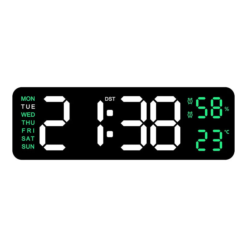 9 inch digital LED wall clock showing time temperature and humidity - view 18