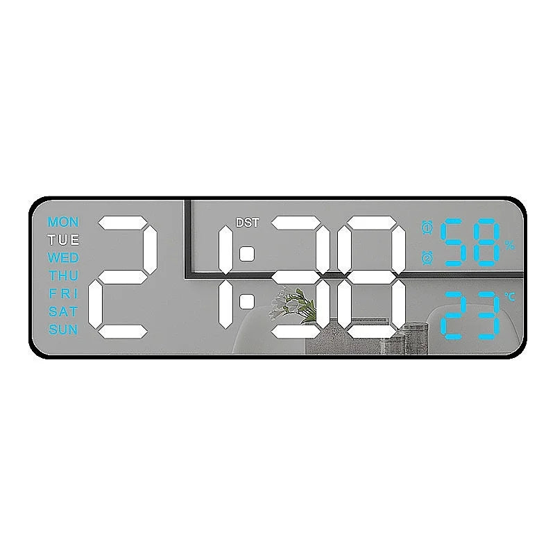 9 inch digital LED wall clock showing time temperature and humidity - view 21
