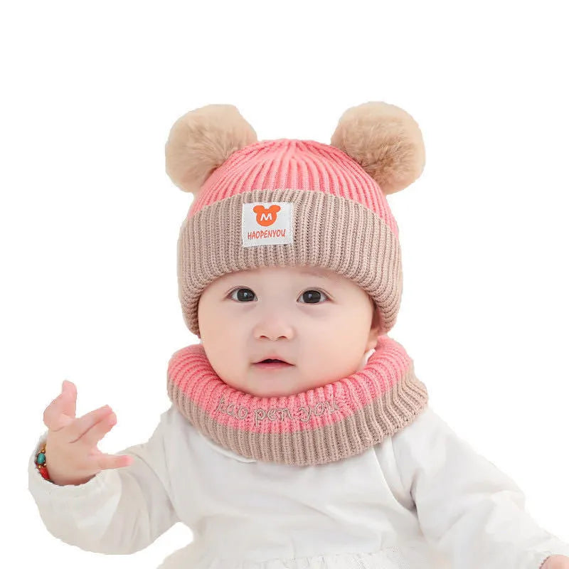Bear knit baby hat and scarf two piece set - view 5