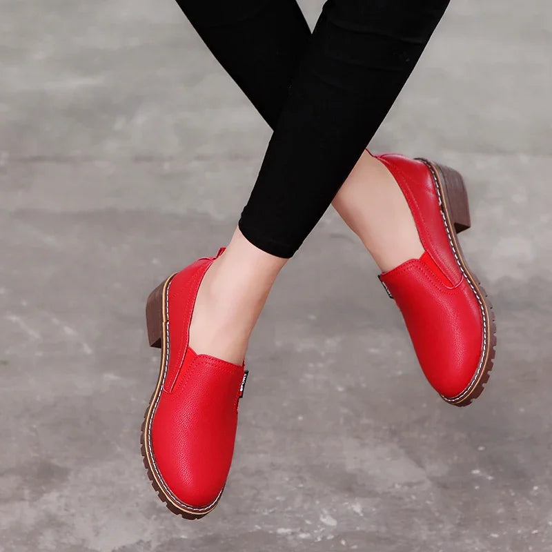 Comemore Women Flat Oxford Shoes Soft Leather Sneakers Low Medium Heeels Pumps Slip on Loafers Summer Footwear for Woman Zapatos - Fashioinista