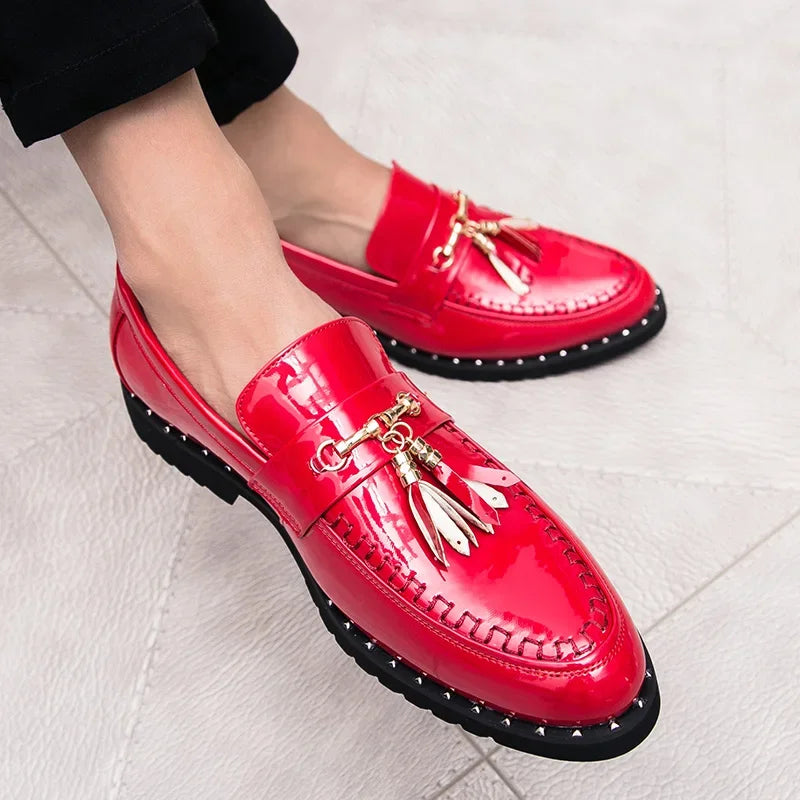 Men's patent leather tassel loafers moccasin shoes - view 8