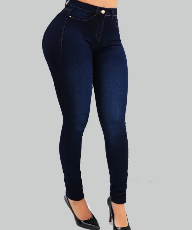 Woman's pure color jeans denim high waist jeans street play cultivate one's morality pants shaping figure with high waist jeans - Fashioinista