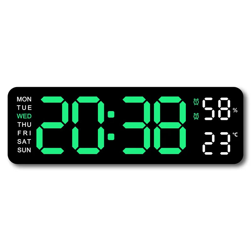 9 inch digital LED wall clock showing time temperature and humidity - view 16