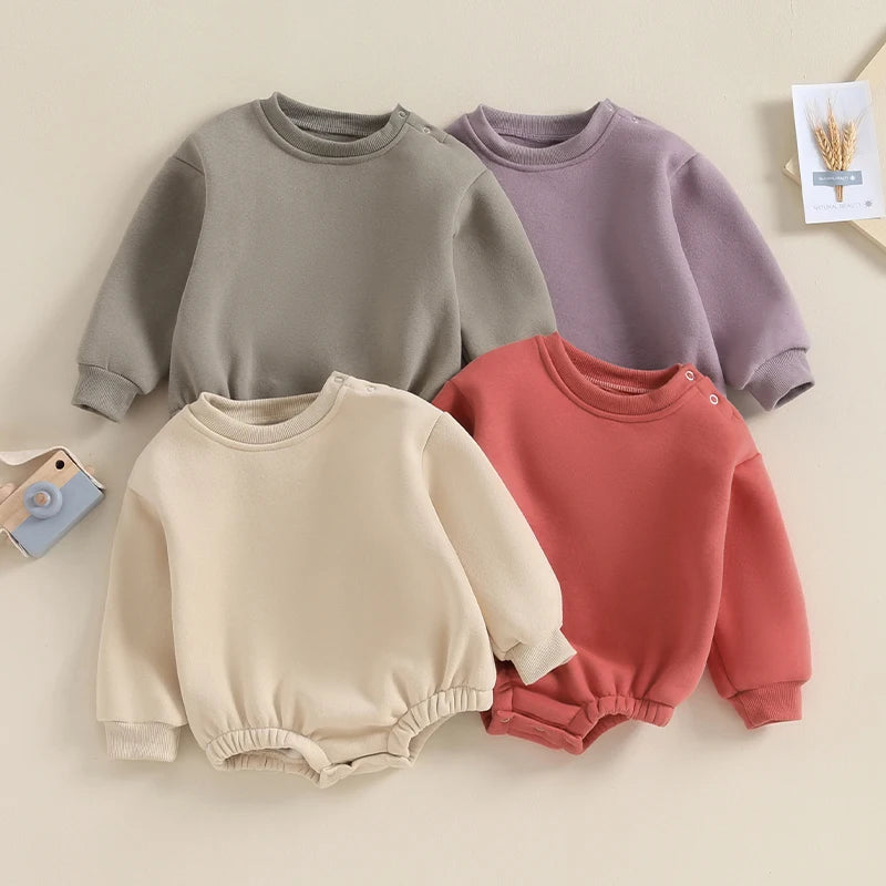 Baby plush sweatshirt romper with long sleeves - view 1