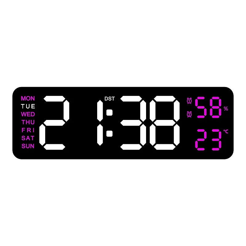 9 inch digital LED wall clock showing time temperature and humidity - view 20
