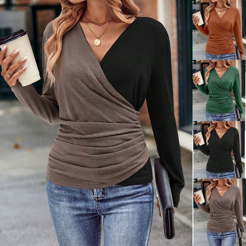 Ladies New Slim Waist Pleated Collar Top - Fashioinista