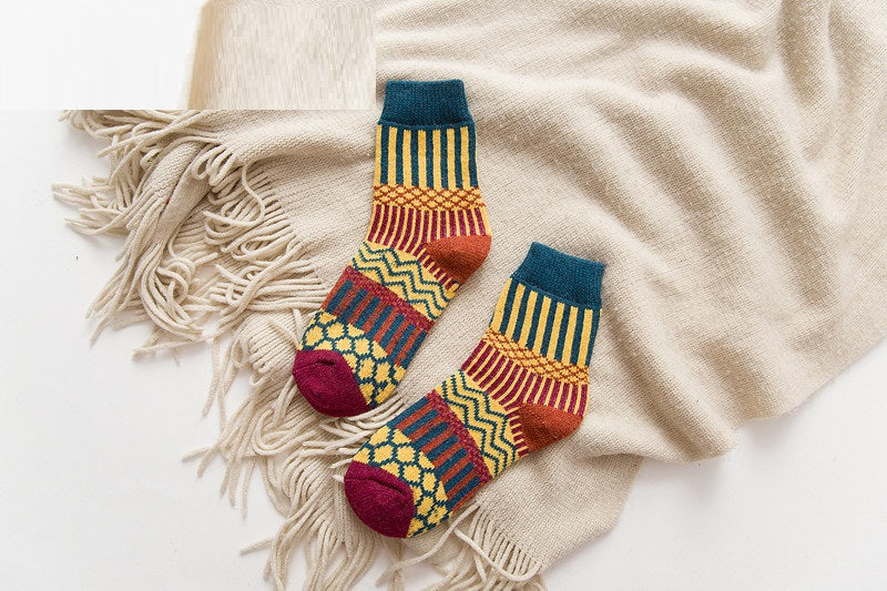 Autumn And Winter Double Needle Thickened Warm Ladies Rabbit Wool Socks