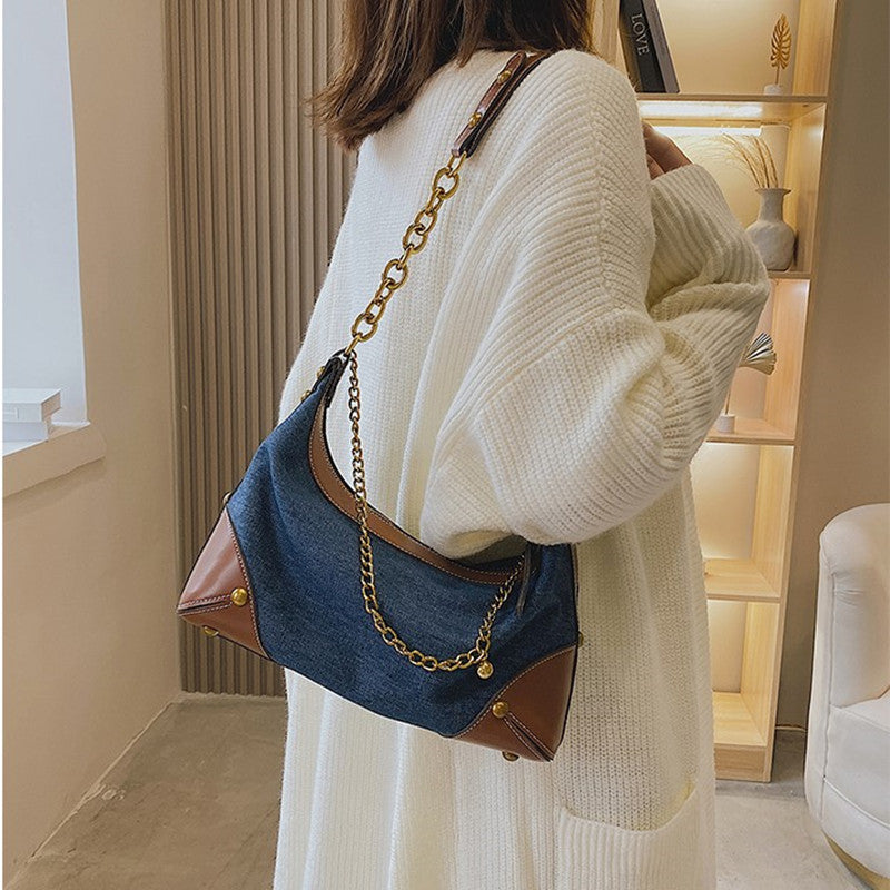 Fashion Versatile Chain Denim One Shoulder Handbag - Fashioinista