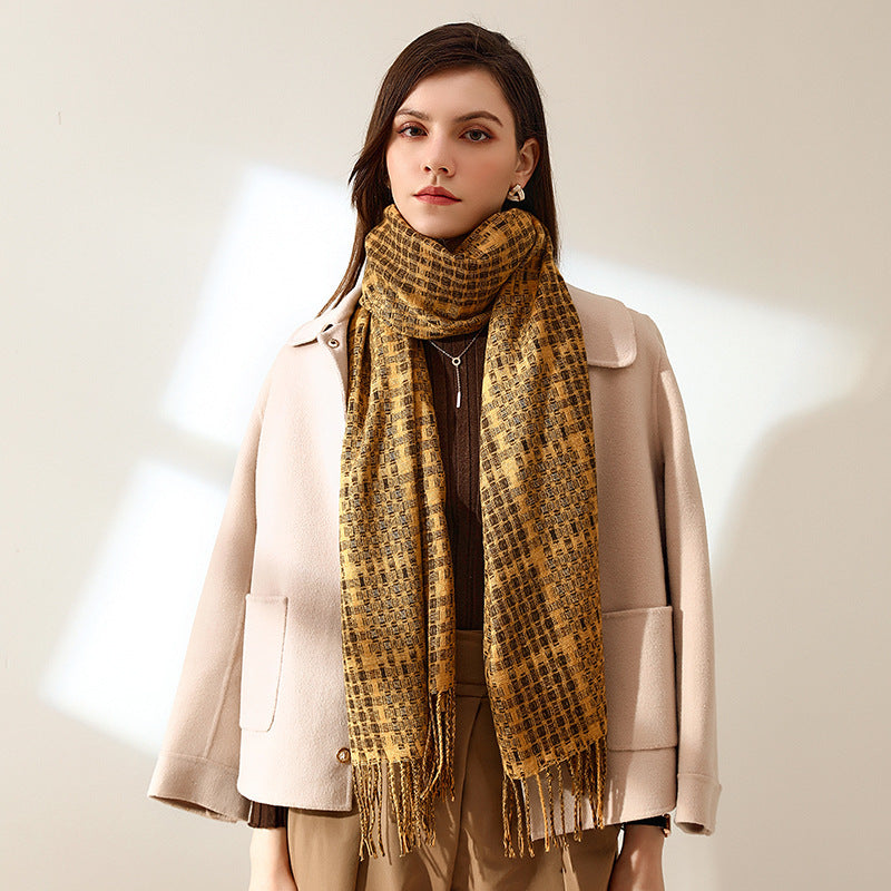 Women's New Thickened Warm Tassel Plaid Cashmere Scarves - Fashioinista