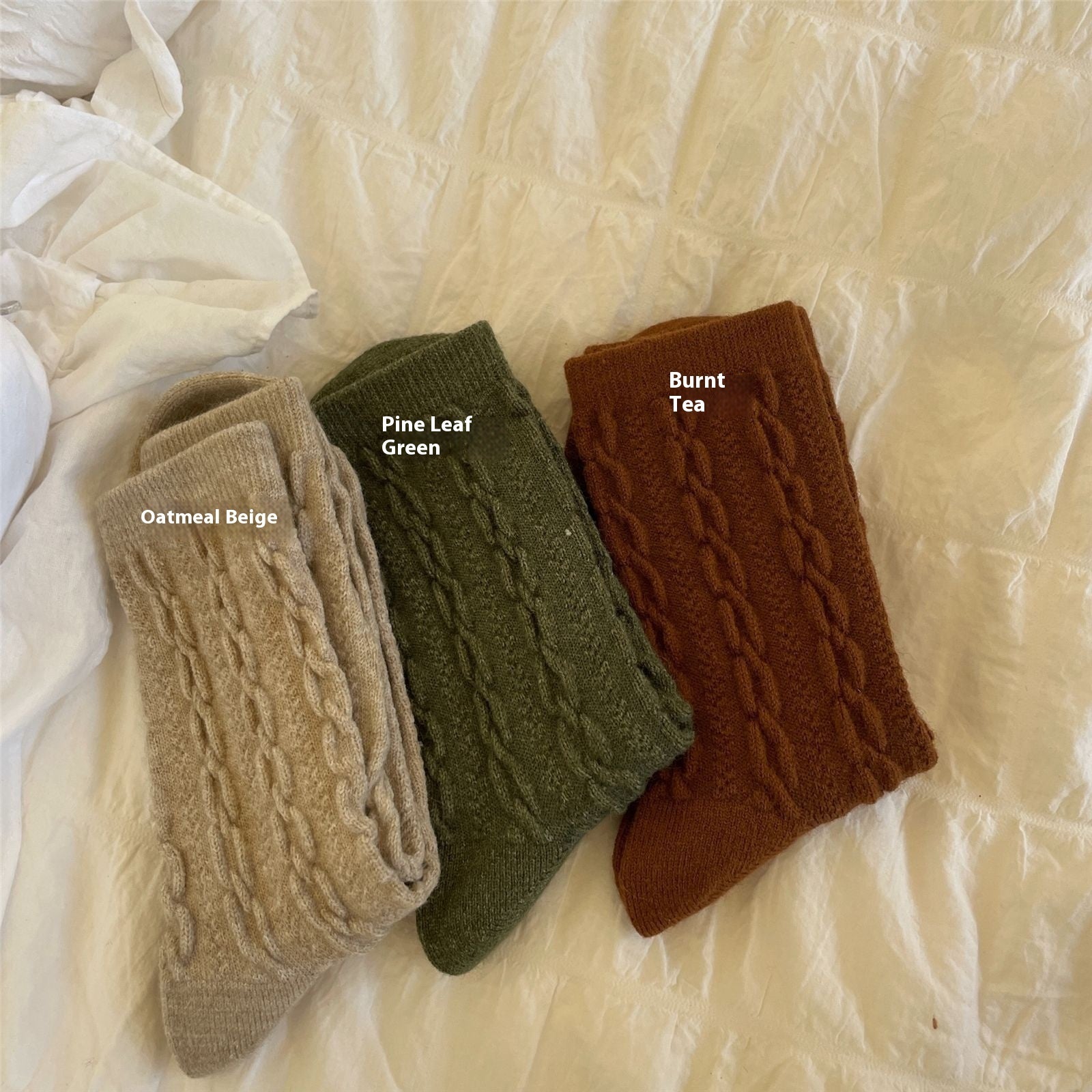 Wool Socks Hemp Pattern Bunching Socks Women