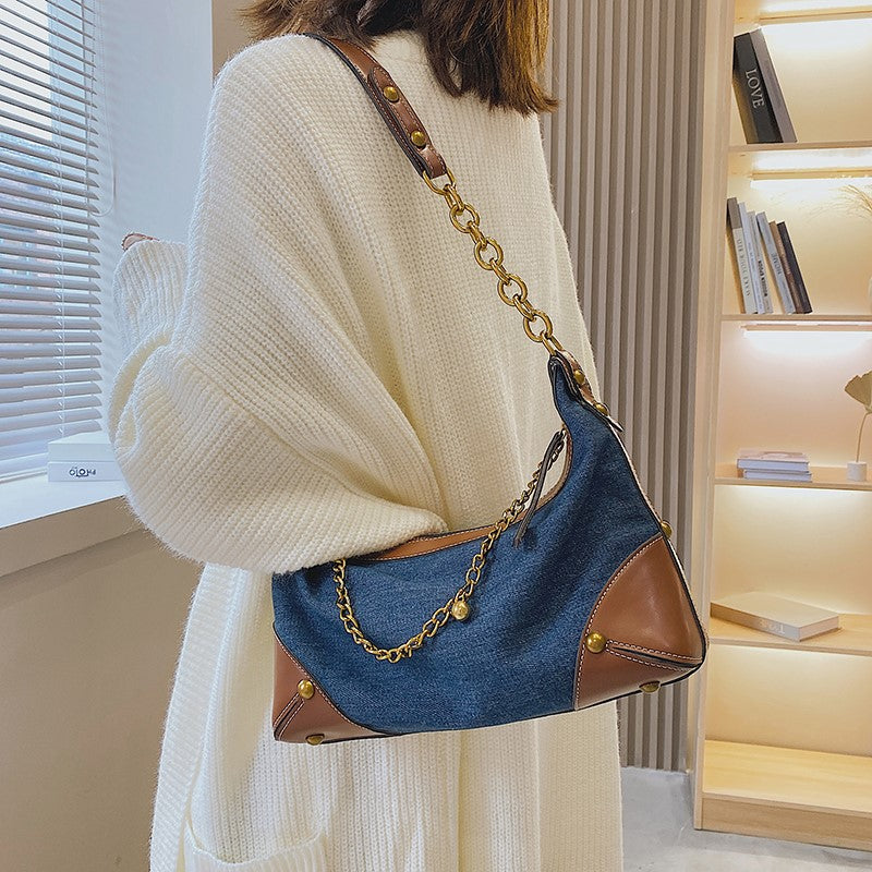 Fashion Versatile Chain Denim One Shoulder Handbag - Fashioinista
