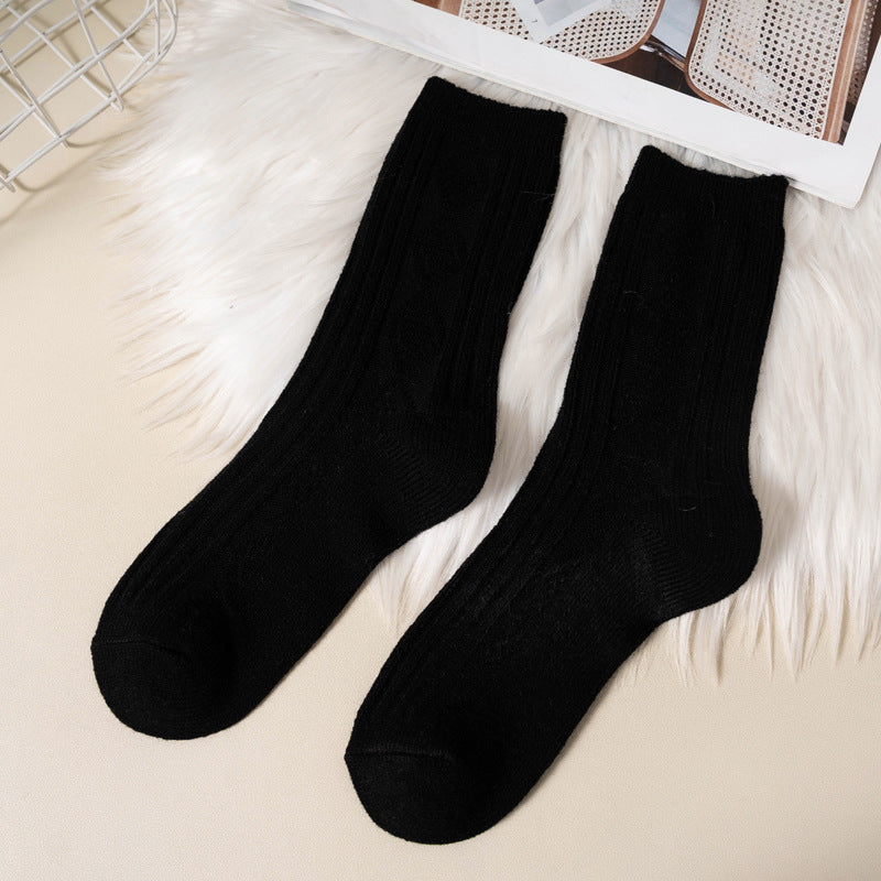 Double Needle Wool Warm Mid-calf Socks