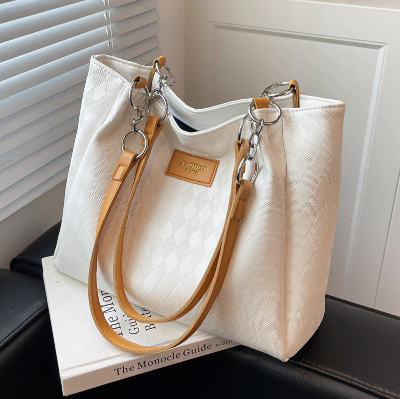 Rhombus Pattern Totes Chain Shoulder Bag Women Shopping Bags - Fashioinista