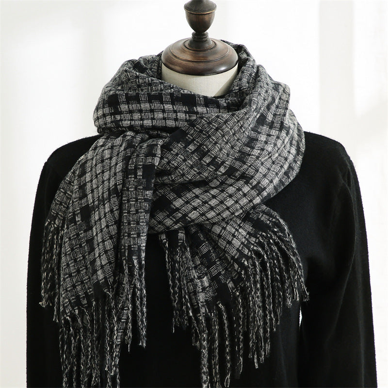 Women's New Thickened Warm Tassel Plaid Cashmere Scarves - Fashioinista
