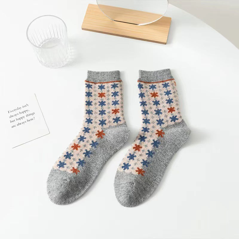 Socks Children's Autumn And Winter Thickened Wool Socks Love Flower Cashmere