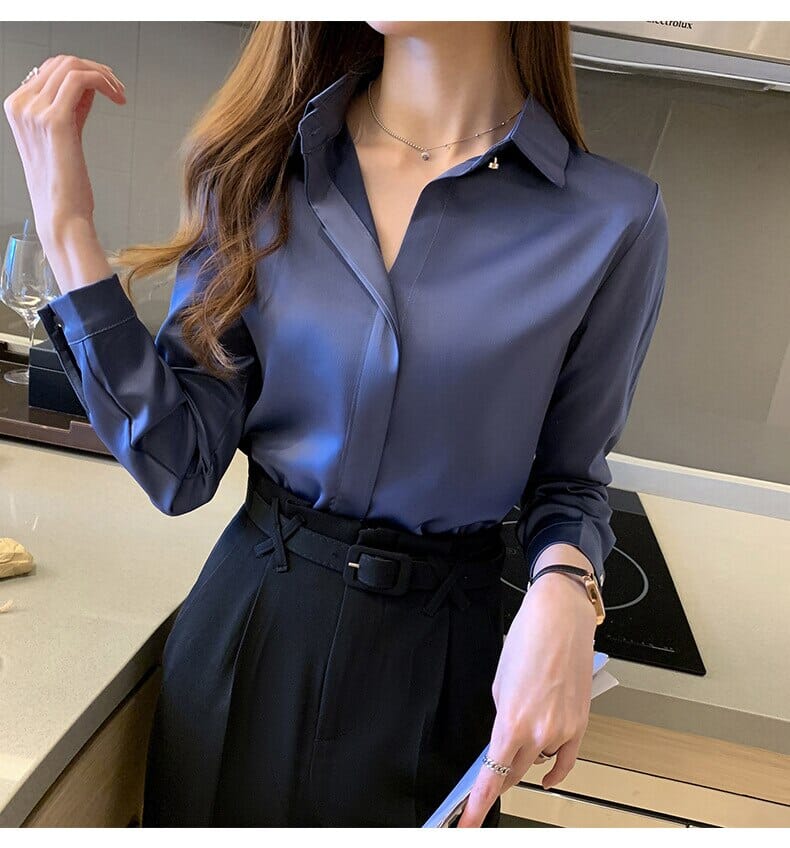 Silk Women's Shirt Long Sleeve Blouses & T-Shirts Fashionjosie