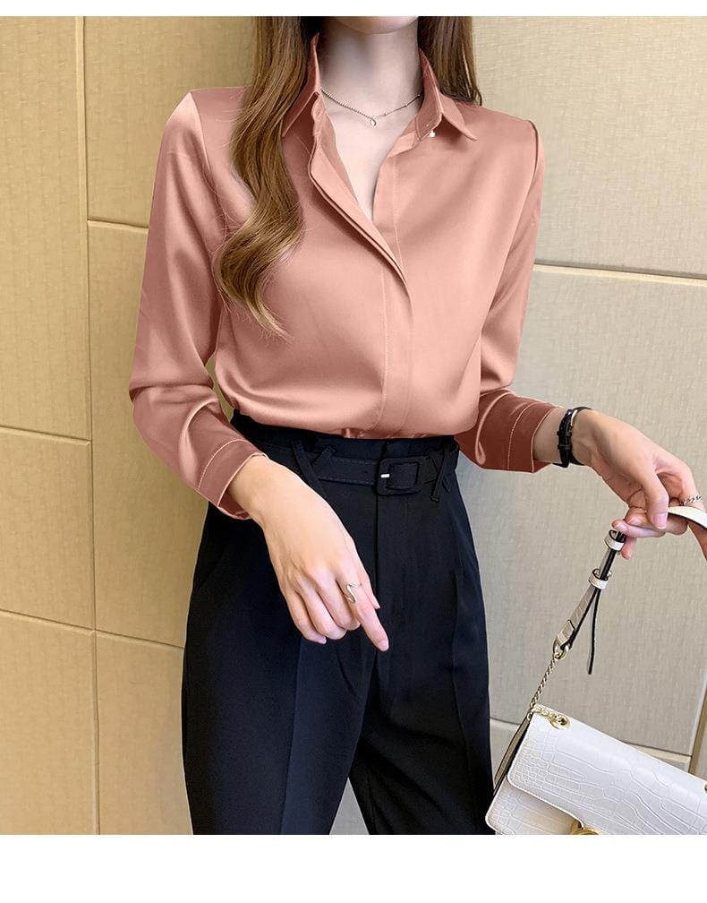 Silk Women's Shirt Long Sleeve Blouses & T-Shirts Fashionjosie