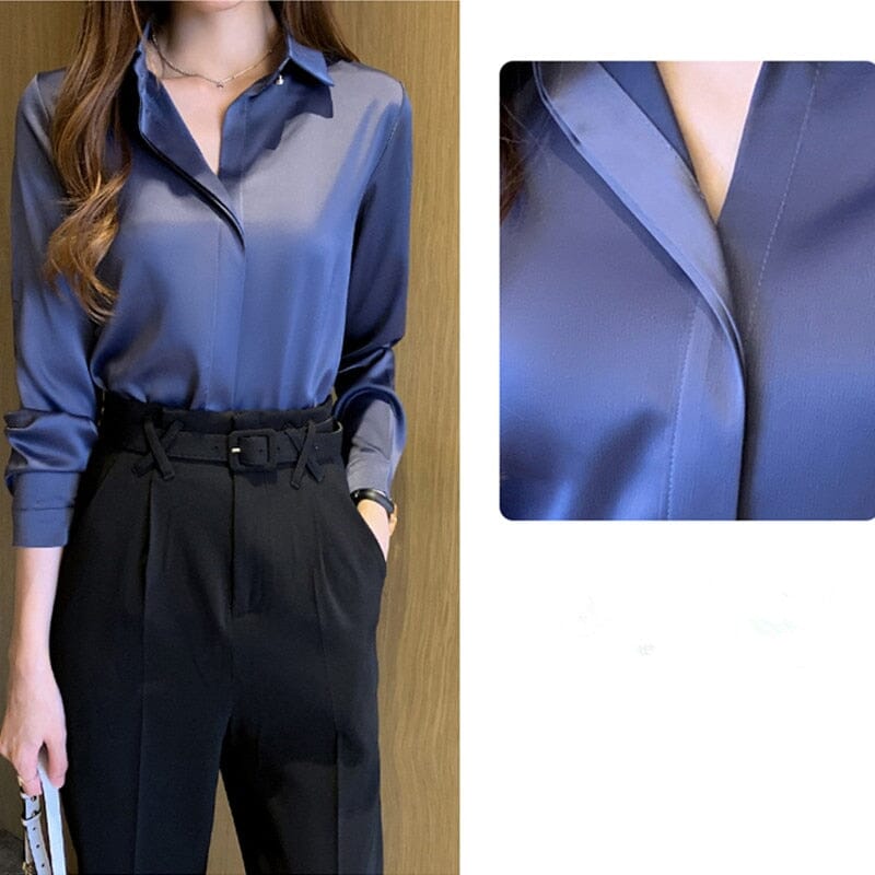 Silk Women's Shirt Long Sleeve Blouses & T-Shirts Fashionjosie