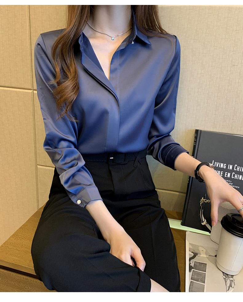 Silk Women's Shirt Long Sleeve Blouses & T-Shirts Fashionjosie