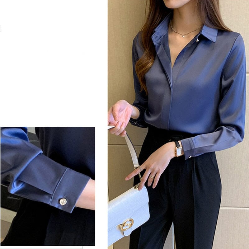 Silk Women's Shirt Long Sleeve Blouses & T-Shirts Fashionjosie