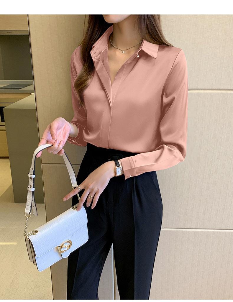 Silk Women's Shirt Long Sleeve Blouses & T-Shirts Fashionjosie