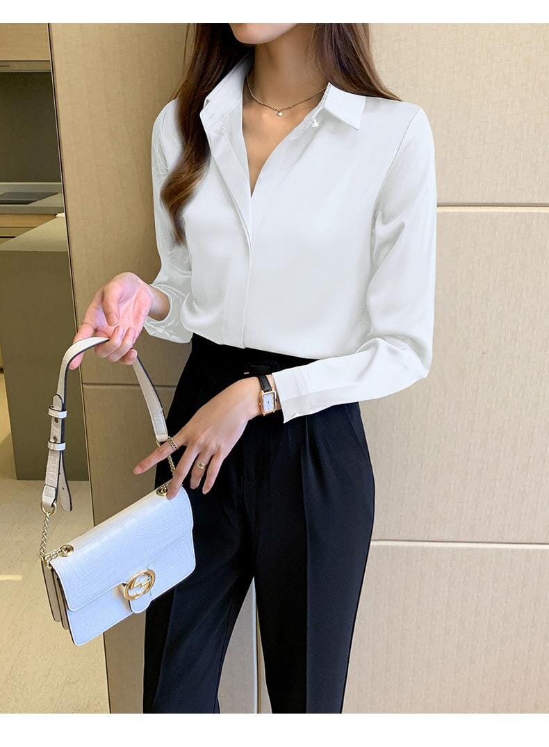 Silk Women's Shirt Long Sleeve Blouses & T-Shirts Fashionjosie