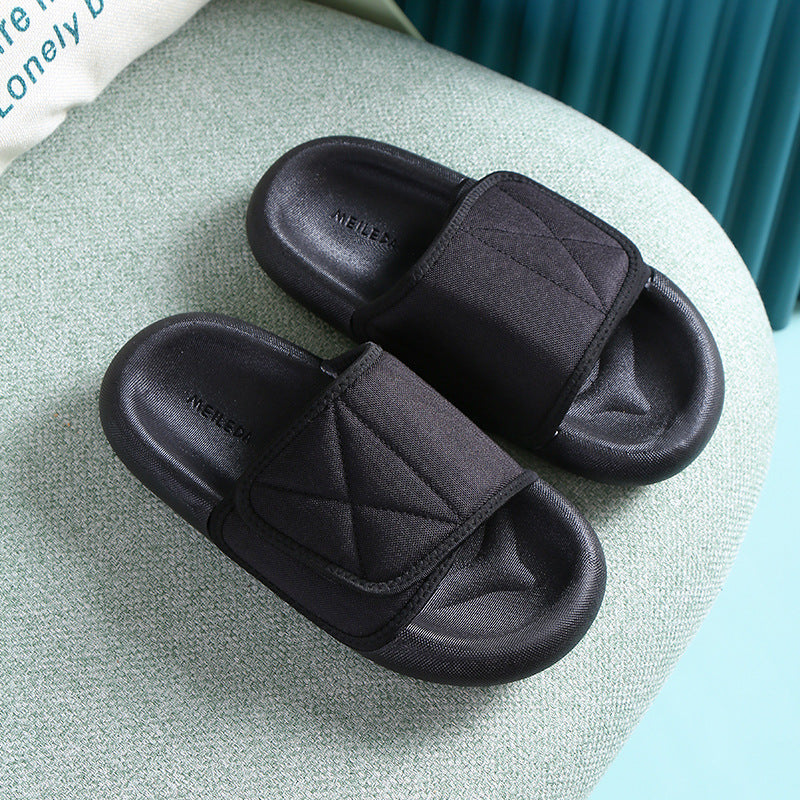 Velcro Slippers Women Soft Sole Canvas Home Slipeers House Shoes For Women Couple - Fashioinista