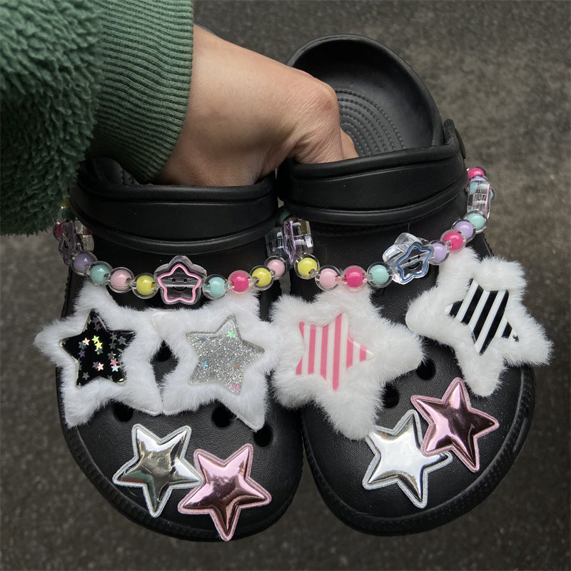 Star Plush Bright Shoes Buckle Hole Shoes Accessories - Fashioinista