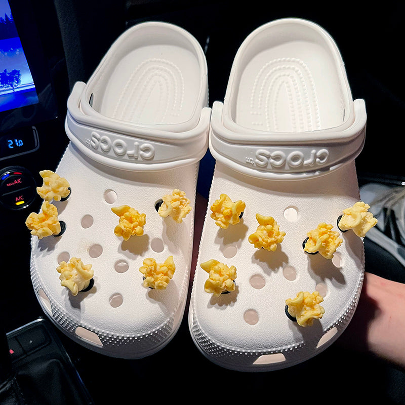 Simulation Food Play Popcorn Hole Shoes Accessories - Fashioinista