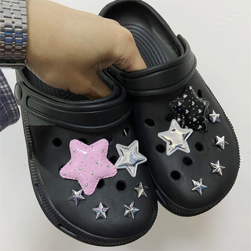 Star Plush Bright Shoes Buckle Hole Shoes Accessories - Fashioinista