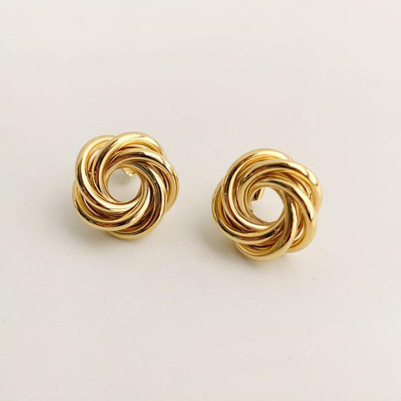 Flower-Shaped Earrings Metal Winding Geometric Hollow Earrings Earrings Women