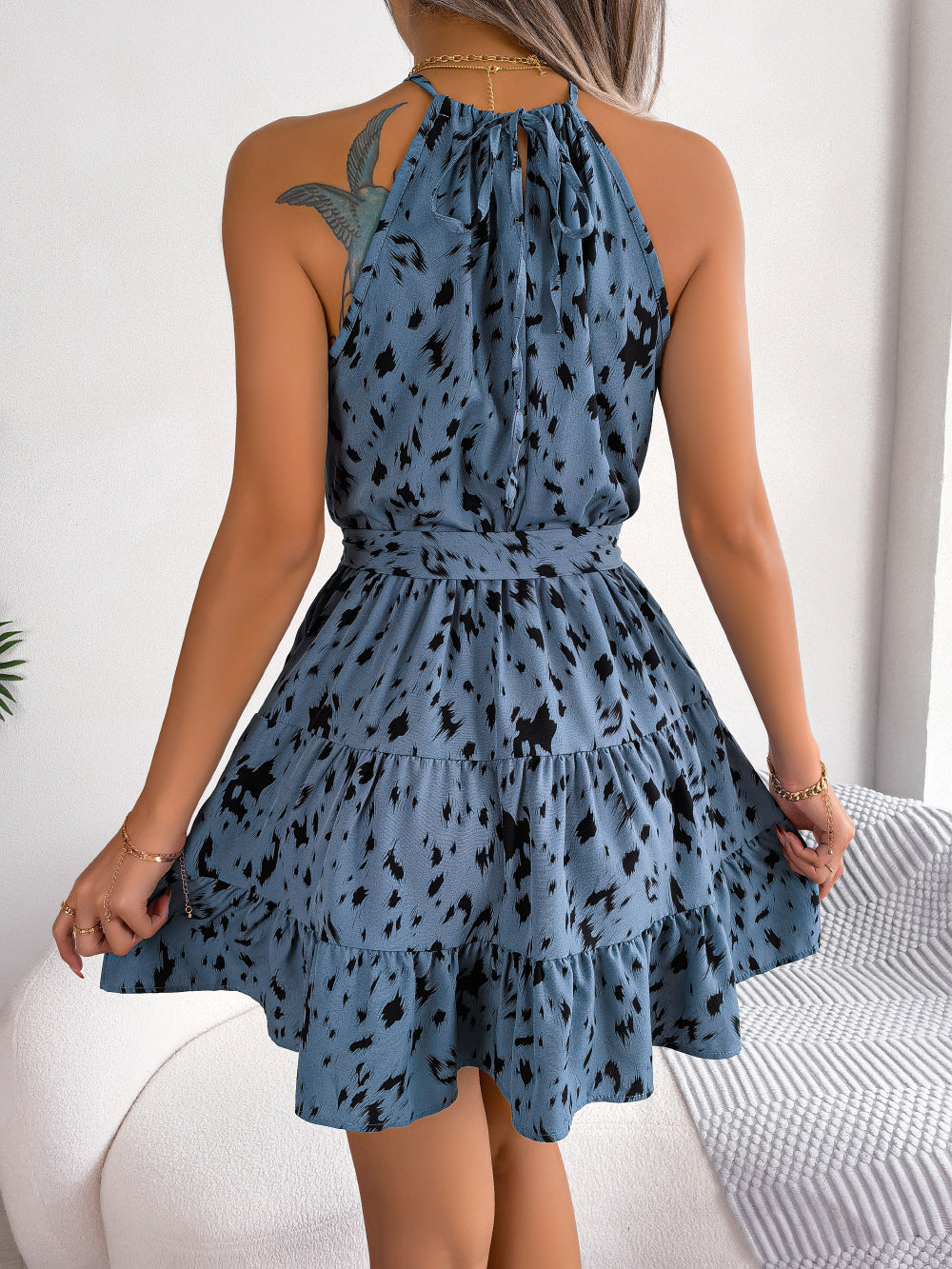 Casual Leopard Print Ruffled Swing Dress Summer Fashion Beach Dresses Women - Fashioinista