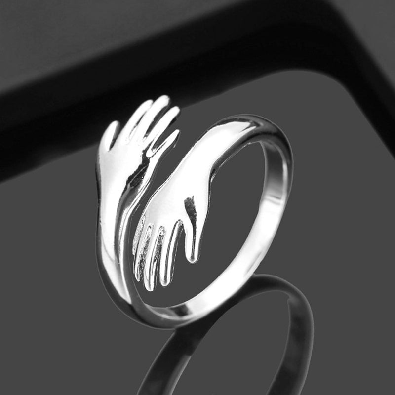 Stainless Steel Nj227-yinGold Embracing Smooth Ring - Fashioinista