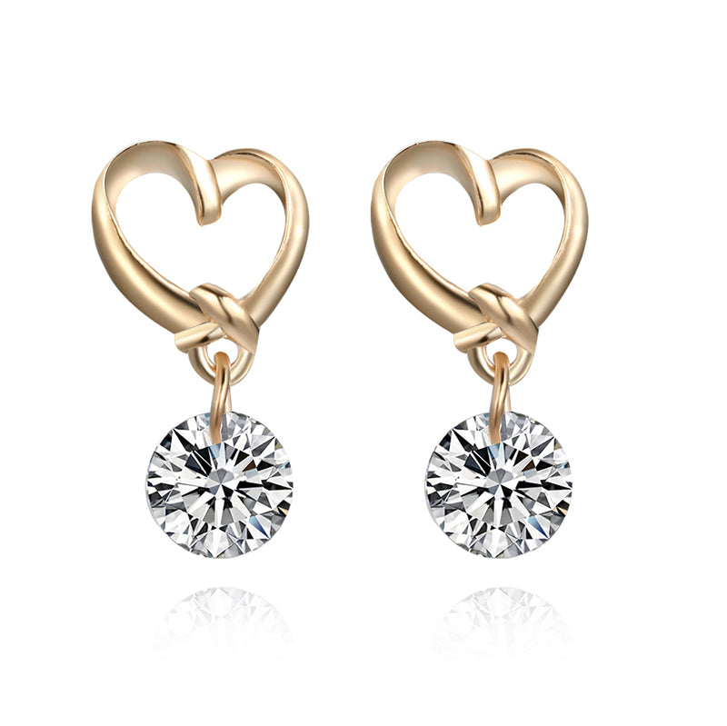 New Fashion Love Shiny Zircon Earrings Hypoallergenic Heart Earrings Simple Women Long Earrings Korean Jewelry - Fashioinista