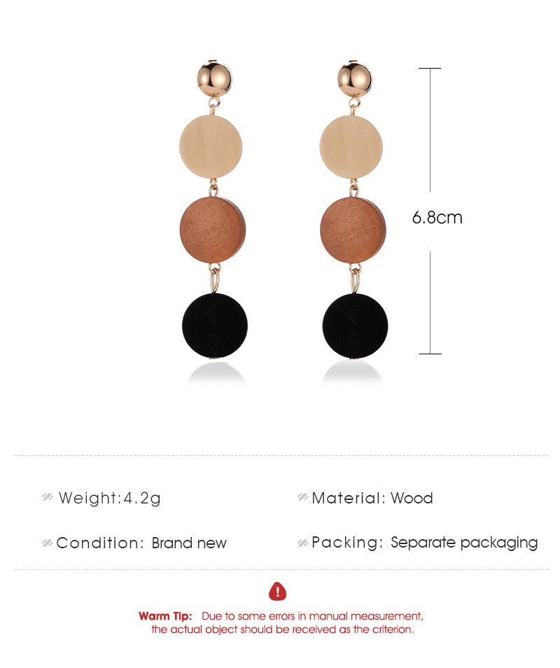Korean Fashion Earrings Creative Wooden Tassel Earrings Women