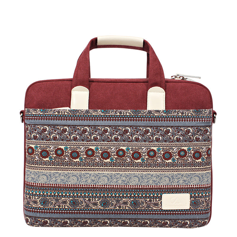 Ethnic Style Canvas Craft Anti-fall And Durable Laptop Bag - Fashioinista