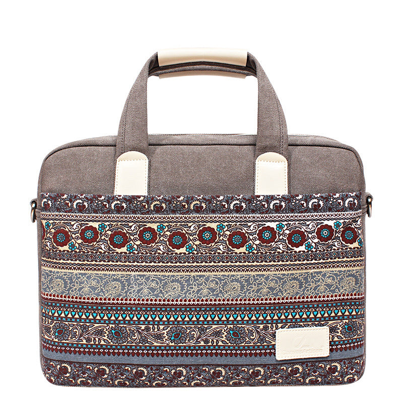 Ethnic Style Canvas Craft Anti-fall And Durable Laptop Bag - Fashioinista