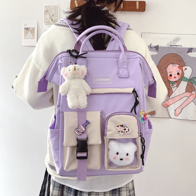 Preppy Purple Backpack Women Waterproof Candy Colors Backpacks - Fashioinista