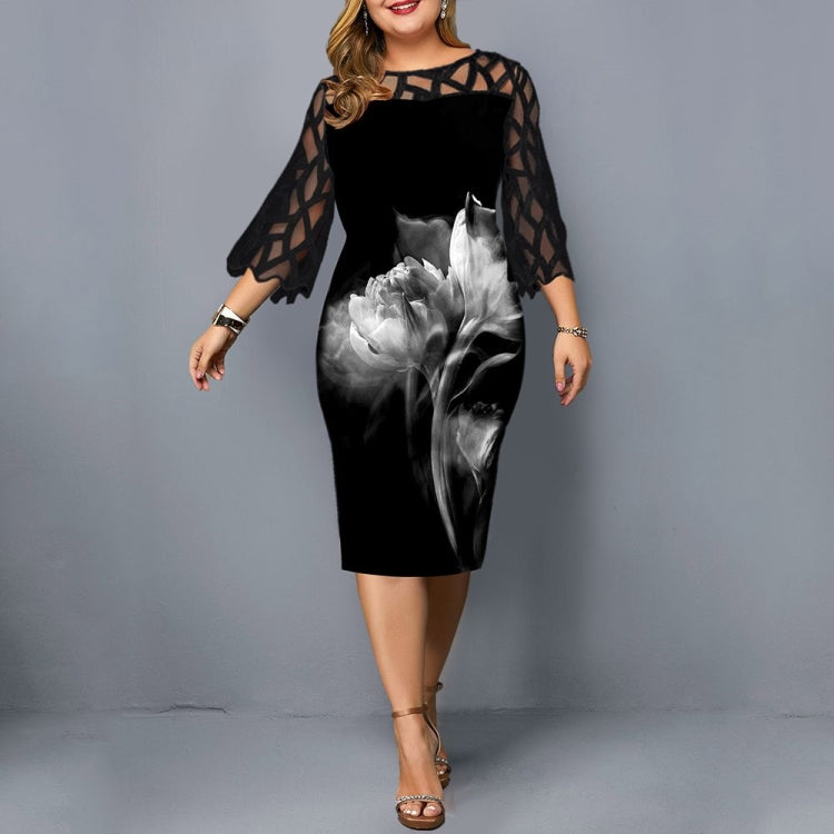 Ladies Floral Plus Size Fat Women Party Bodycon Big Dress - Fashioinista