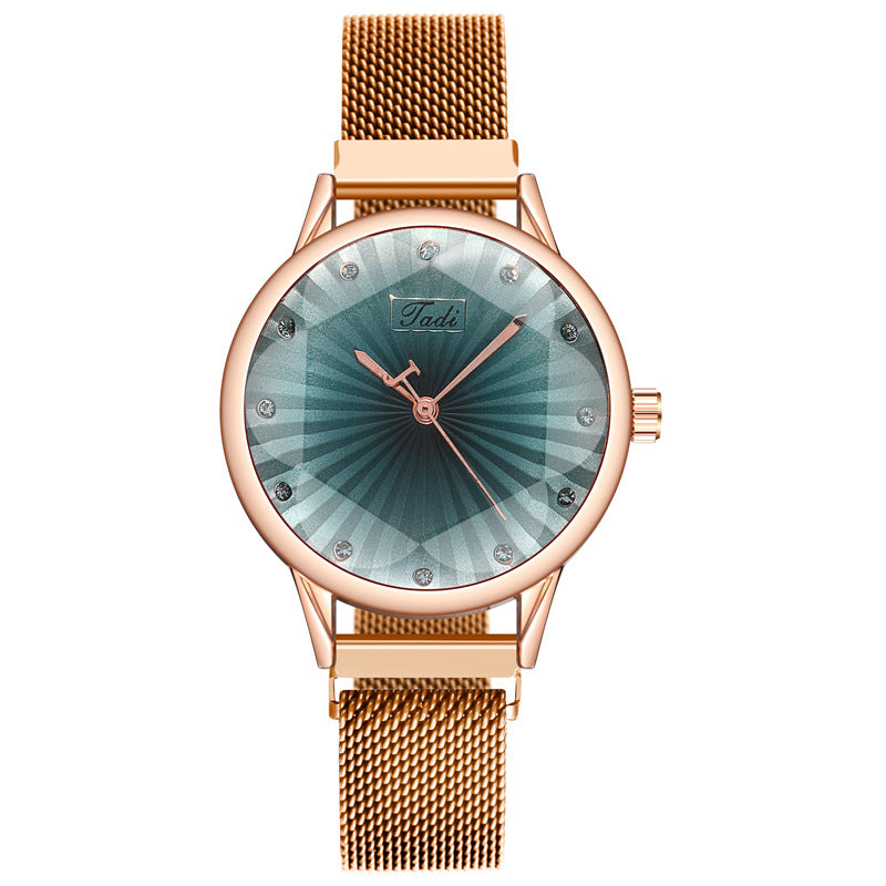 Women's Striped Diamond Mesh Quartz Watch - Fashioinista