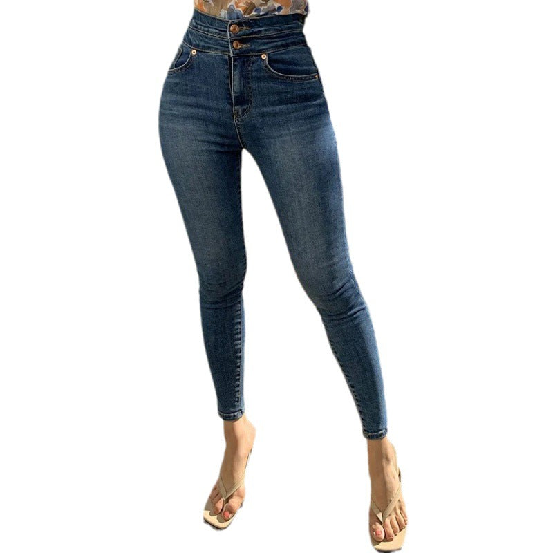 High Waist Jeans Women's Skinny Feet - Fashioinista