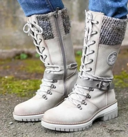 Winter High Square Heel Round Head Sewing Line Plus Size Martin Boots - Fashioinista