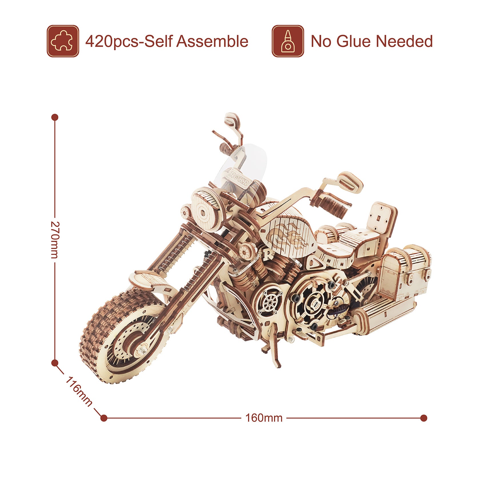 DIY Wooden Motorcycle Kit: Kids & Adults