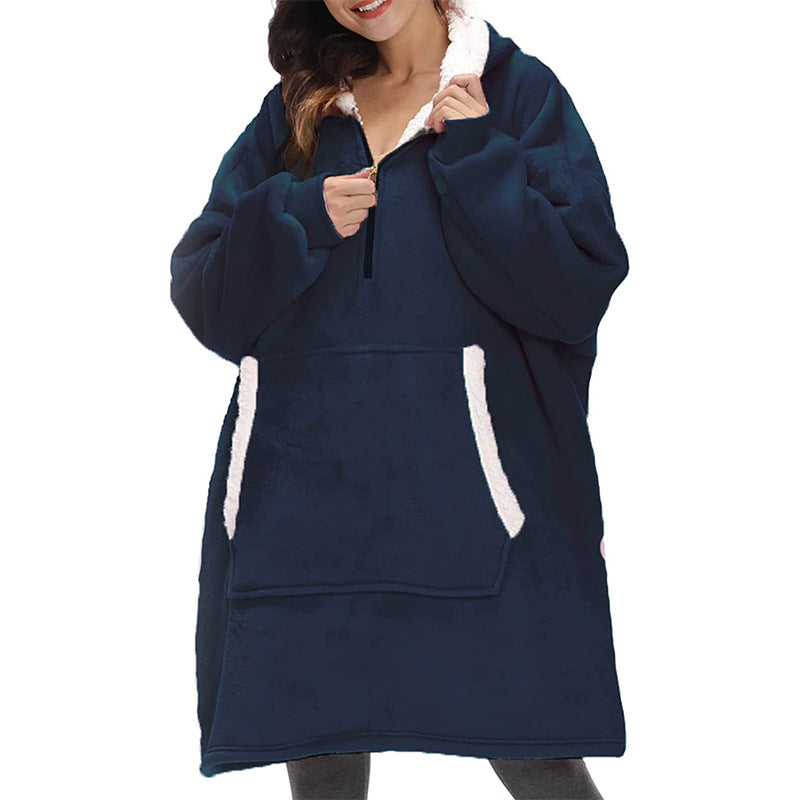 Wearable Zippered Hooded Slacker Blanket In Autumn And Winter - Fashioinista