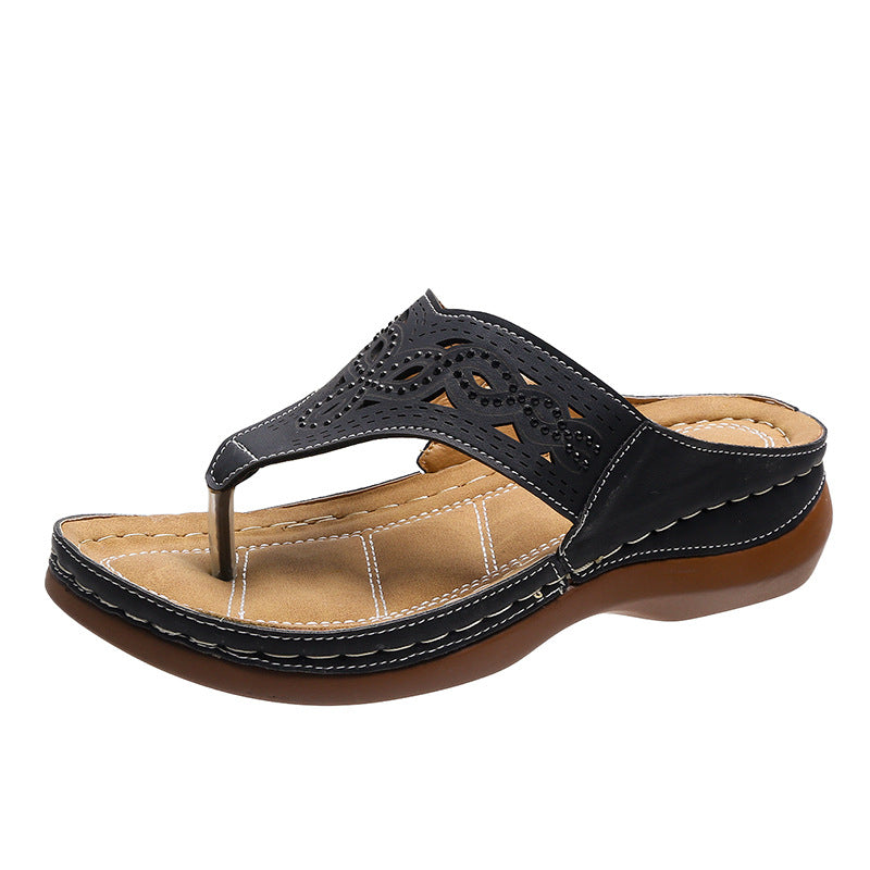 Clip Toe Wedge Sandals Women Summer Flip Flops Slippers Beach Shoes - Fashioinista