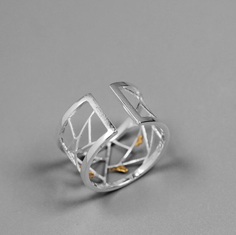 REAL 925 Sterling Silver Handmade Jewelry, oriental decoration Element Fine Paper Cutting Design Rings for Women