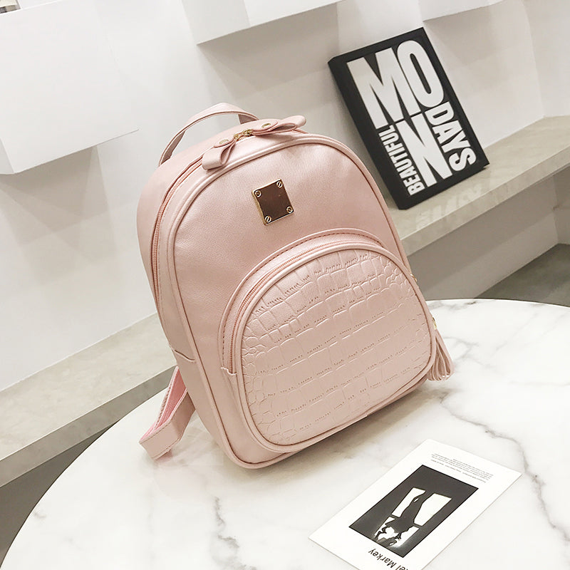 Backpacks Woman Mini Leather Backpack Female Solid Color Bookbag Mochila Gift Backbag Backpack Schoolbag For Girls - Fashioinista