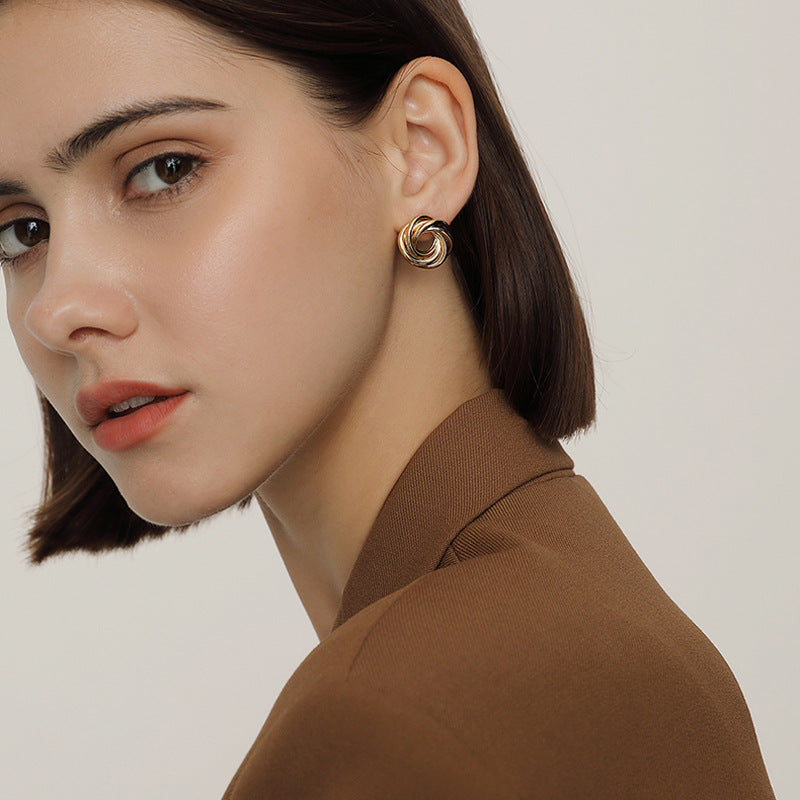 Flower-Shaped Earrings Metal Winding Geometric Hollow Earrings Earrings Women